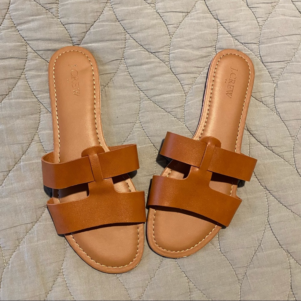 J Crew Factory Beachside Slides Tan Size 9